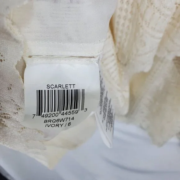 BCBGMAXAZRIA Women's Beige Mini Dress Scarlett Tiered Eyelet Size 06 (C-7) - Picture 12 of 15